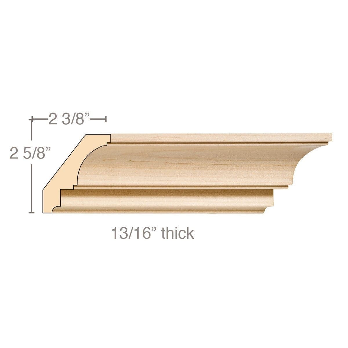 Large Traditional Cove Crown, 3 1/2w'' x 13/16d'' x 8' length, Resin is priced per foot