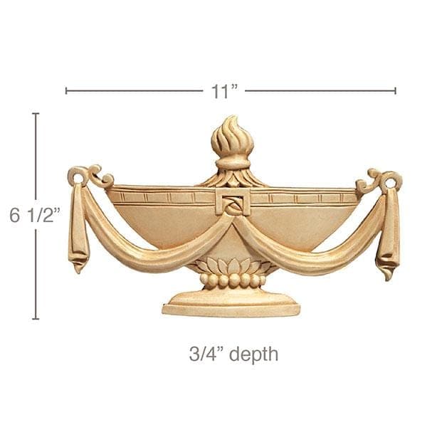 Large Urn, 11''w x 6 1/2''h x 3/4''d, Lindenwood