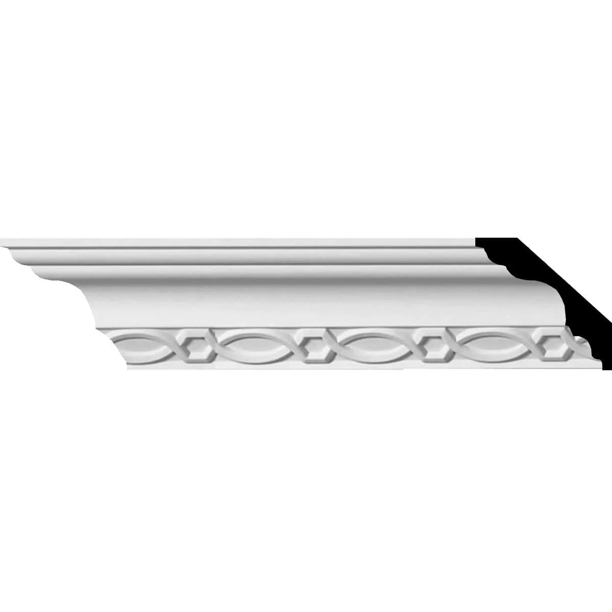 Loera Crown Moulding, 2 7/8"H x 2 7/8"P x 3 7/8"F x 94 1/2"L, (2 5/8" Repeat)