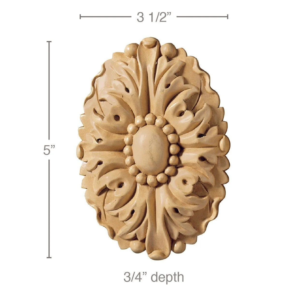 Medium Oval Rosette (Sold 2 per card), 3 1/2''w x 5''h x 3/4''d