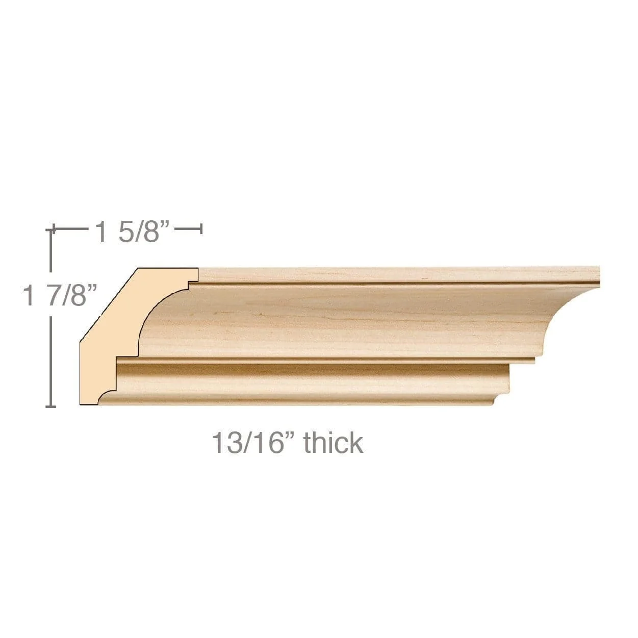 Medium Traditional Cove Crown, 2 1/2''w x 13/16''d x 8' length, Resin is priced per 8' length