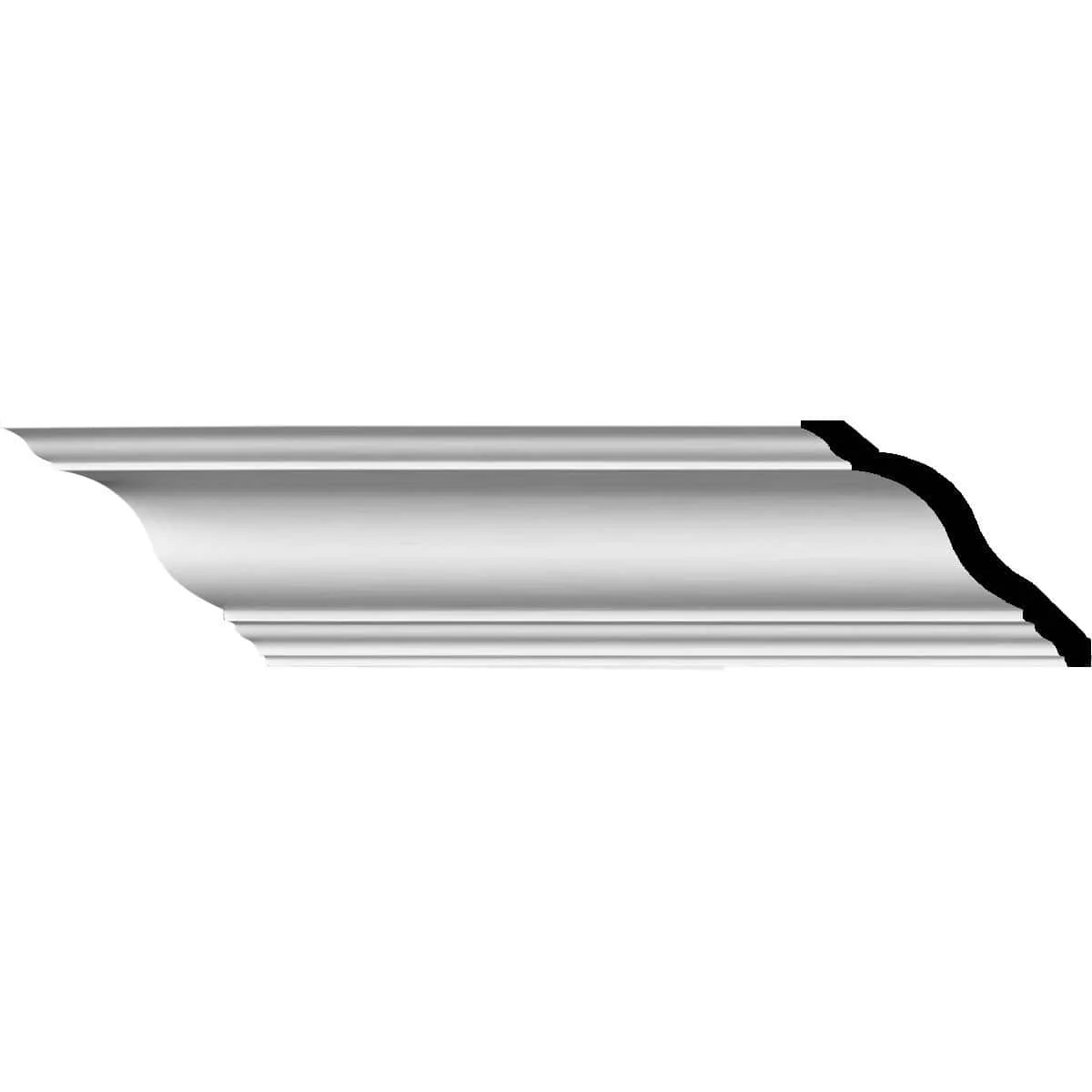 Niobe Smooth Crown Moulding, 5"H x 7 1/2"P x 9 3/8"F x 94 1/2"L