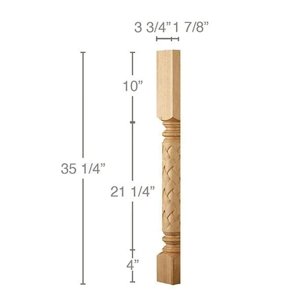 Roman Weave Column Half, 1 Pair, 3 3/4"w x 35 1/4"h x 1 7/8"d