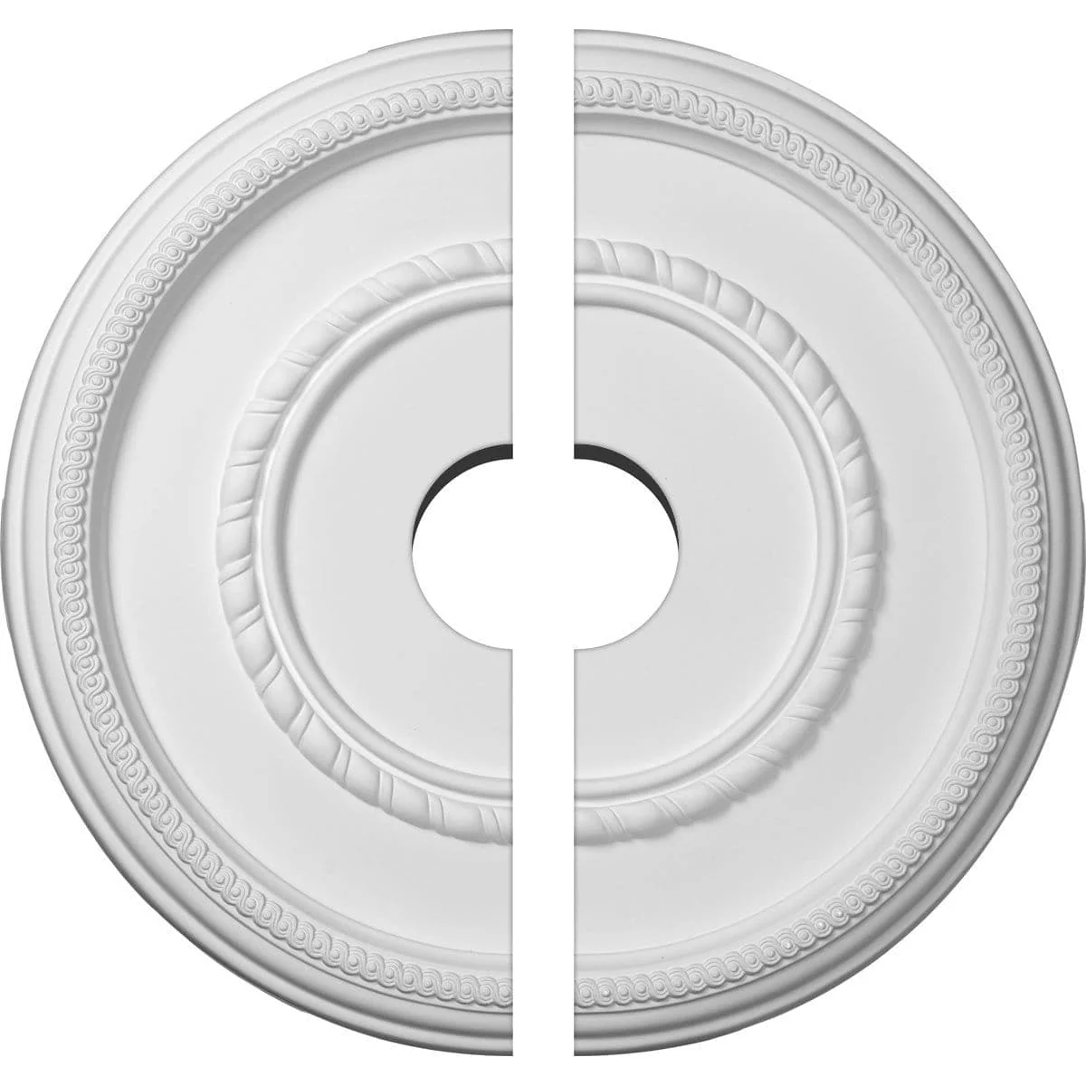Roped Large Ceiling Medallion, Two Piece (Fits Canopies up to 7 3/4")17 3/8"OD x 3 1/2"ID x 1 1/8"P