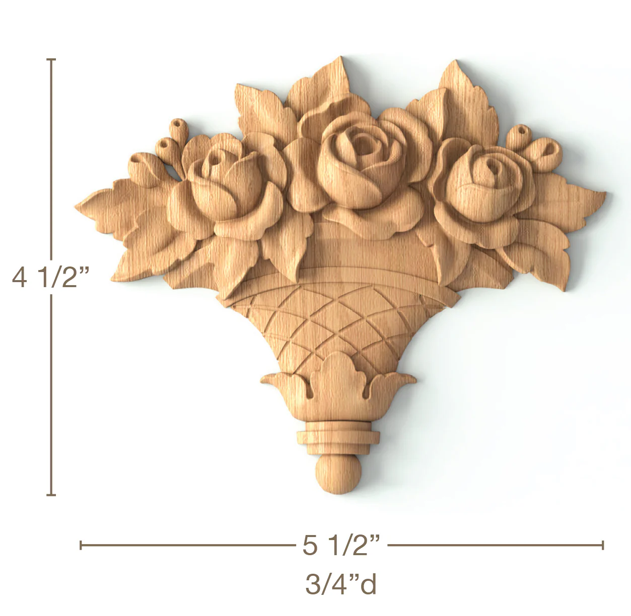 Rose Basket, 5 1/2"w x 4 1/2"h x 3/4"d, SPECIAL ORDER