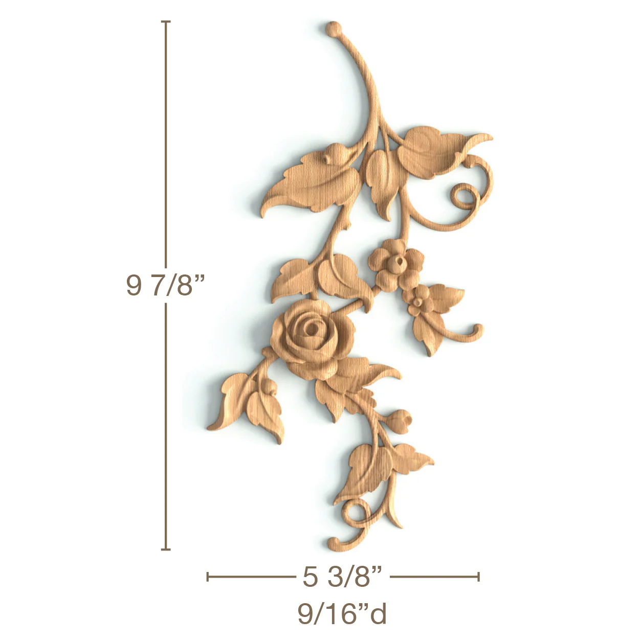 Rose DropPair, 5 3/8"w x 9 7/8"h x 9/16"d - Image 2
