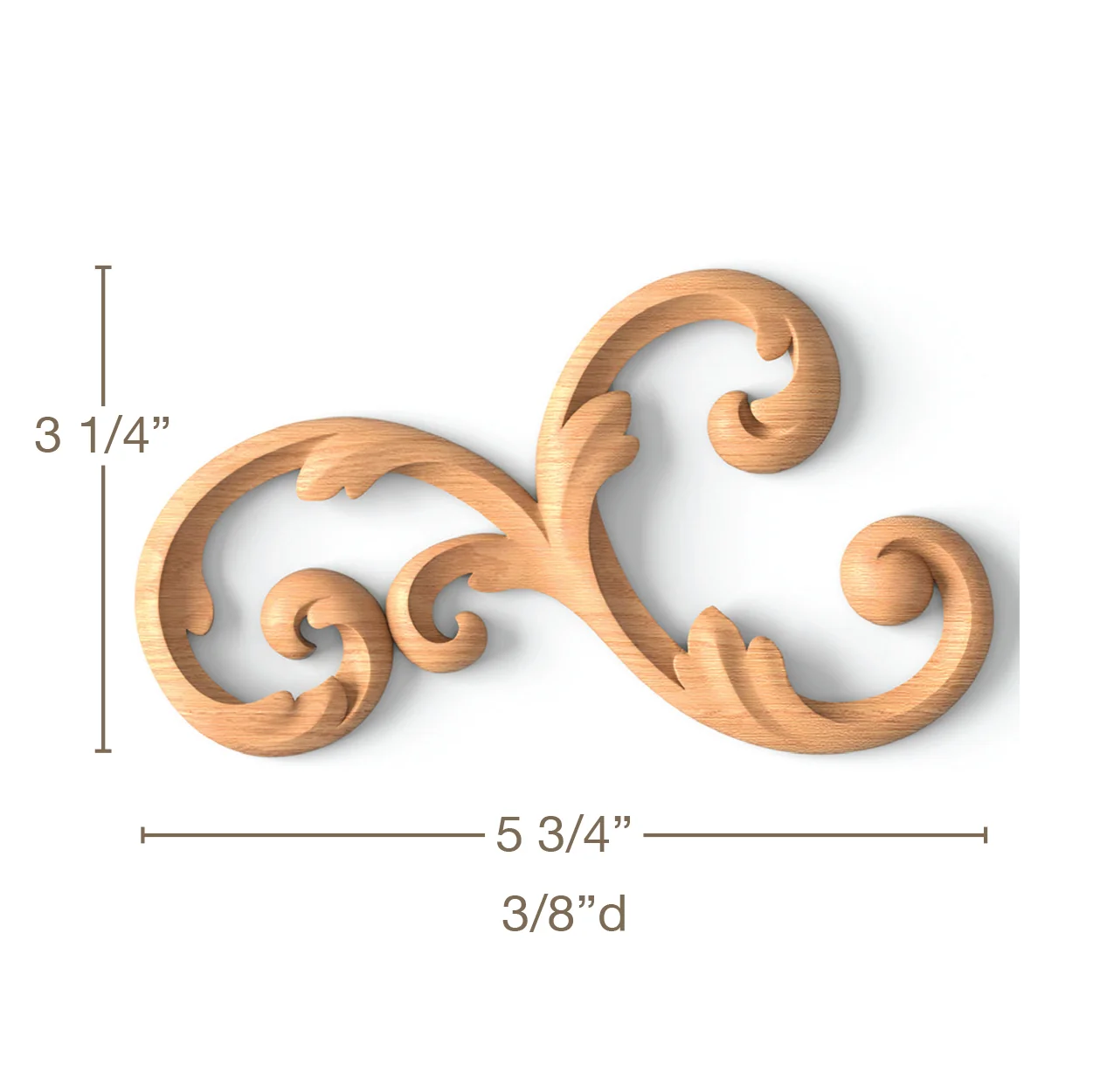 Scrolled Filigree, Left & Right Pair, 5 3/4"w x 3 1/4"h x 3/8"d - Image 2