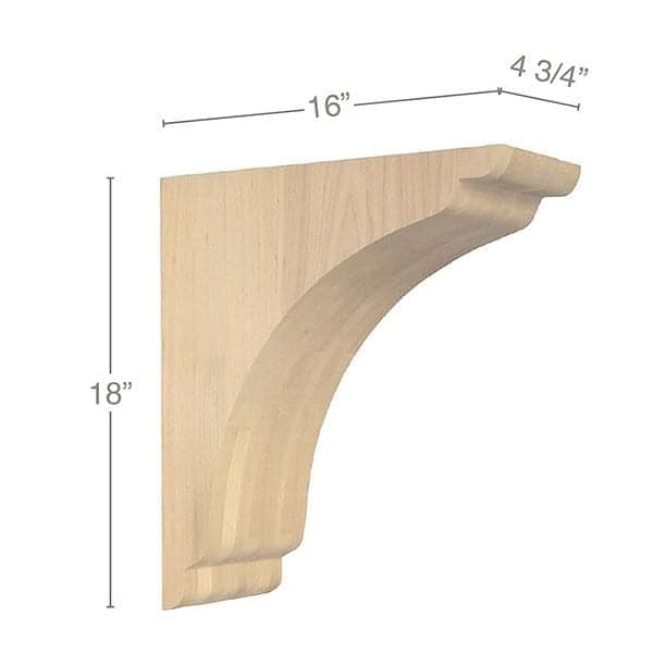Shaker Rangehood Corbel, 4 3/4"w x 18"h x 16"d