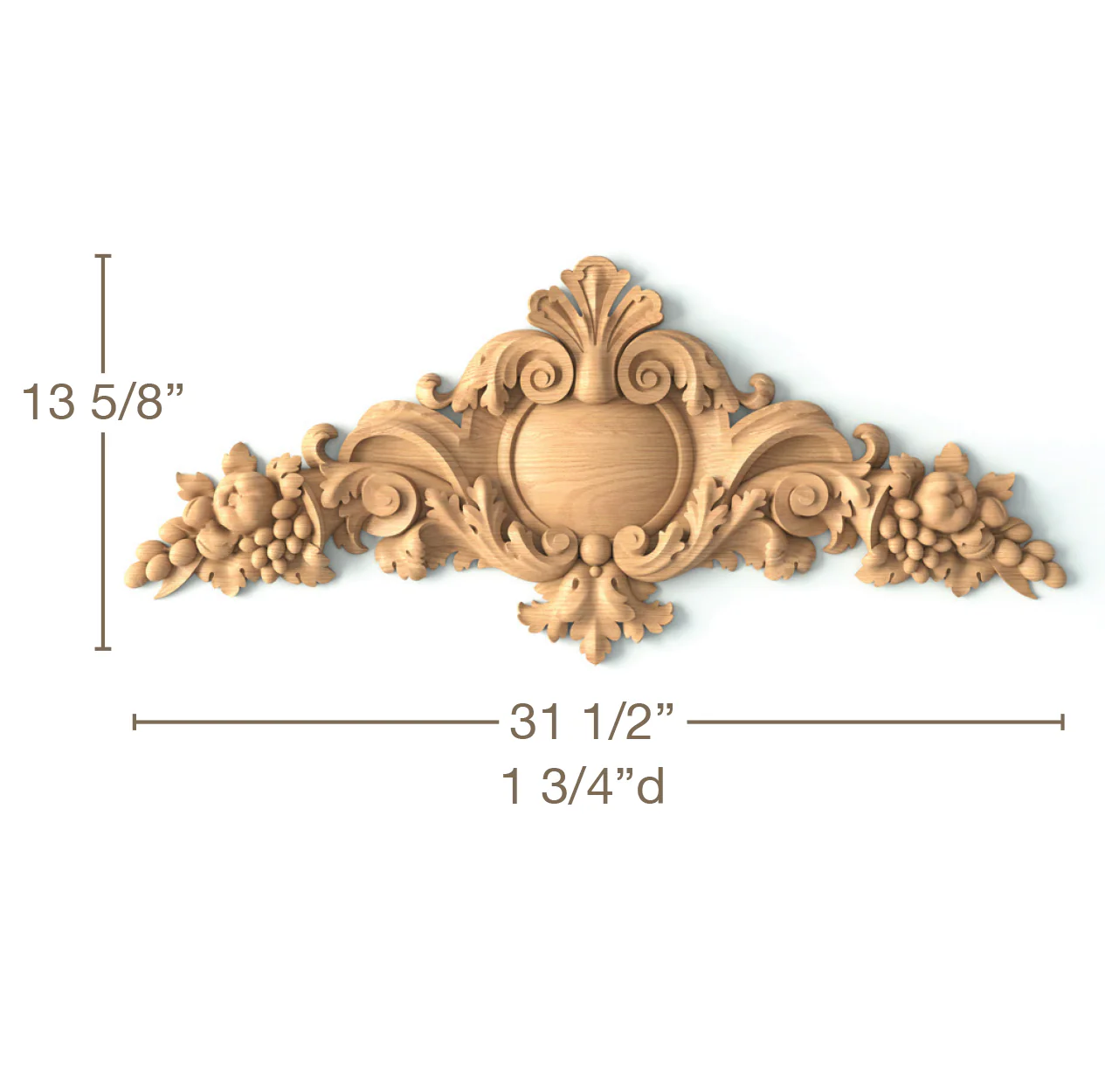 Shield Center with Fruit, 31 1/2"w x 13 5/8"h x 1 3/4"d, SPECIAL ORDER