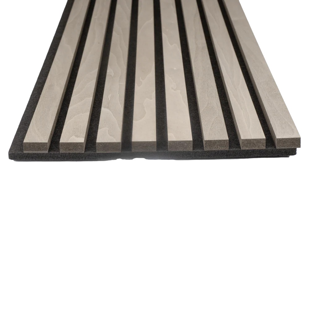 Silver Gray Oak Acoustic Panel, Veneer 1" Wide Slats - Harmony Series - Sold 2 Panels Per Carton - Image 5