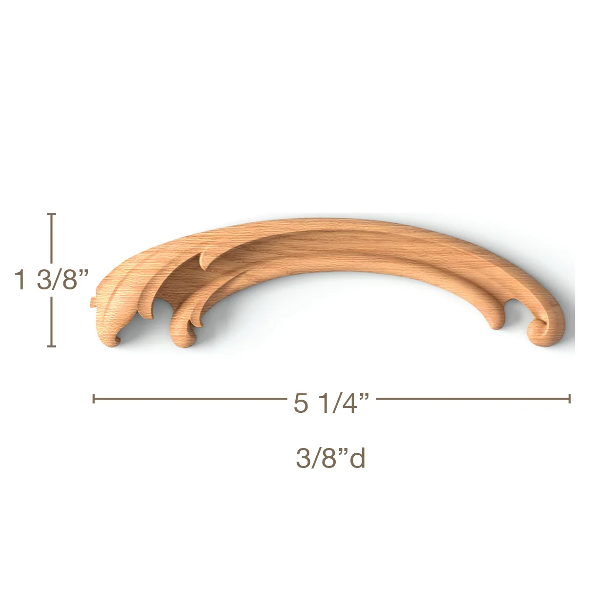 Simple Acanthus Scrolls2 LR Pairs, 1/4"w x 1 3/8"h x 3/8"d - Image 2