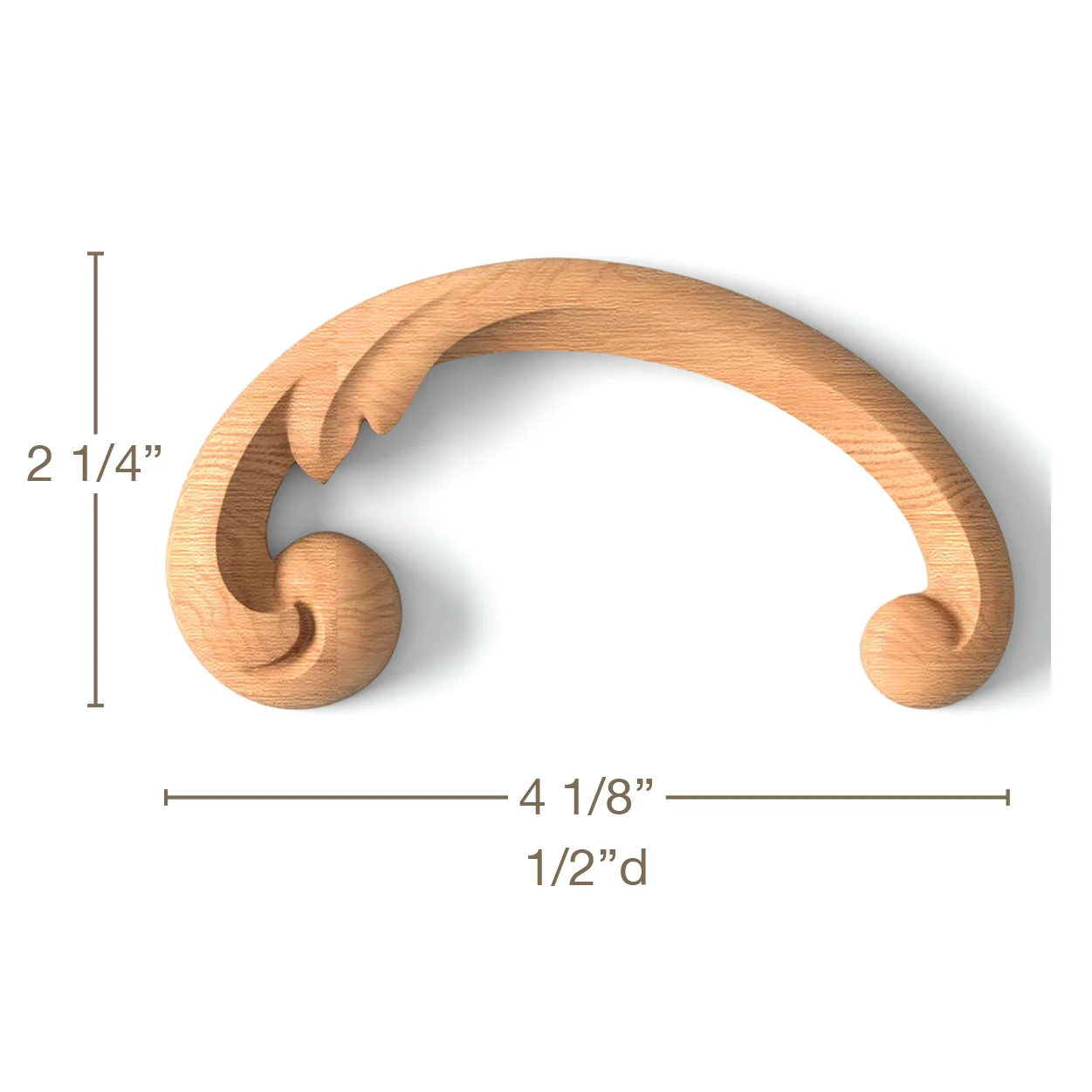 Simple Scrolls, Left & Right Pair, 4 1/8"w x 2 1/4"h x 1/2"d, SPECIAL ORDER - Image 2