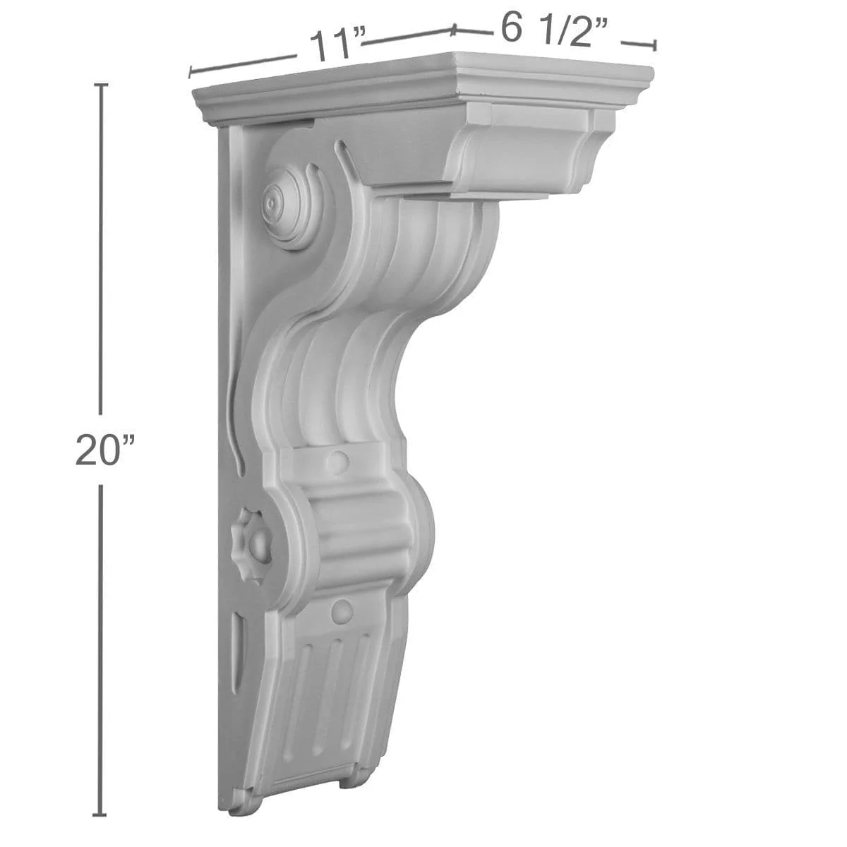 Small Corbel, 6 1/2"W x 11"D x 20"H