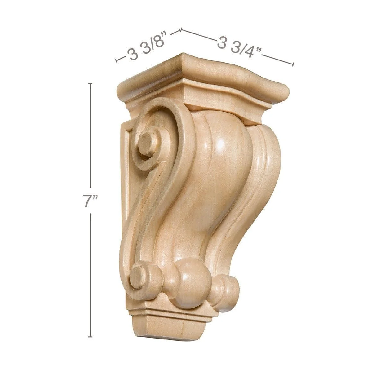Small Traditional Corbel, 3 3/4"w x 7"h x 3 3/8"d