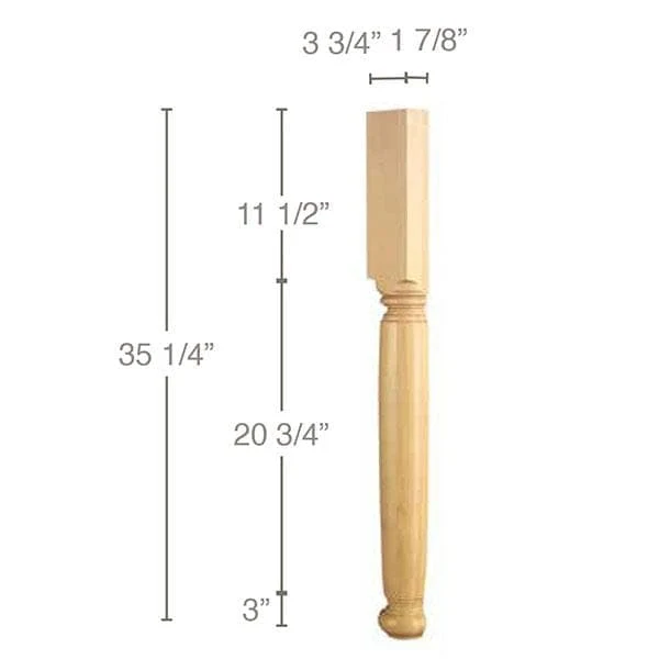 Split Plain English Estate Column, 3 3/4''w x 35 1/4''h x 1 7/8''d, 1 Pair
