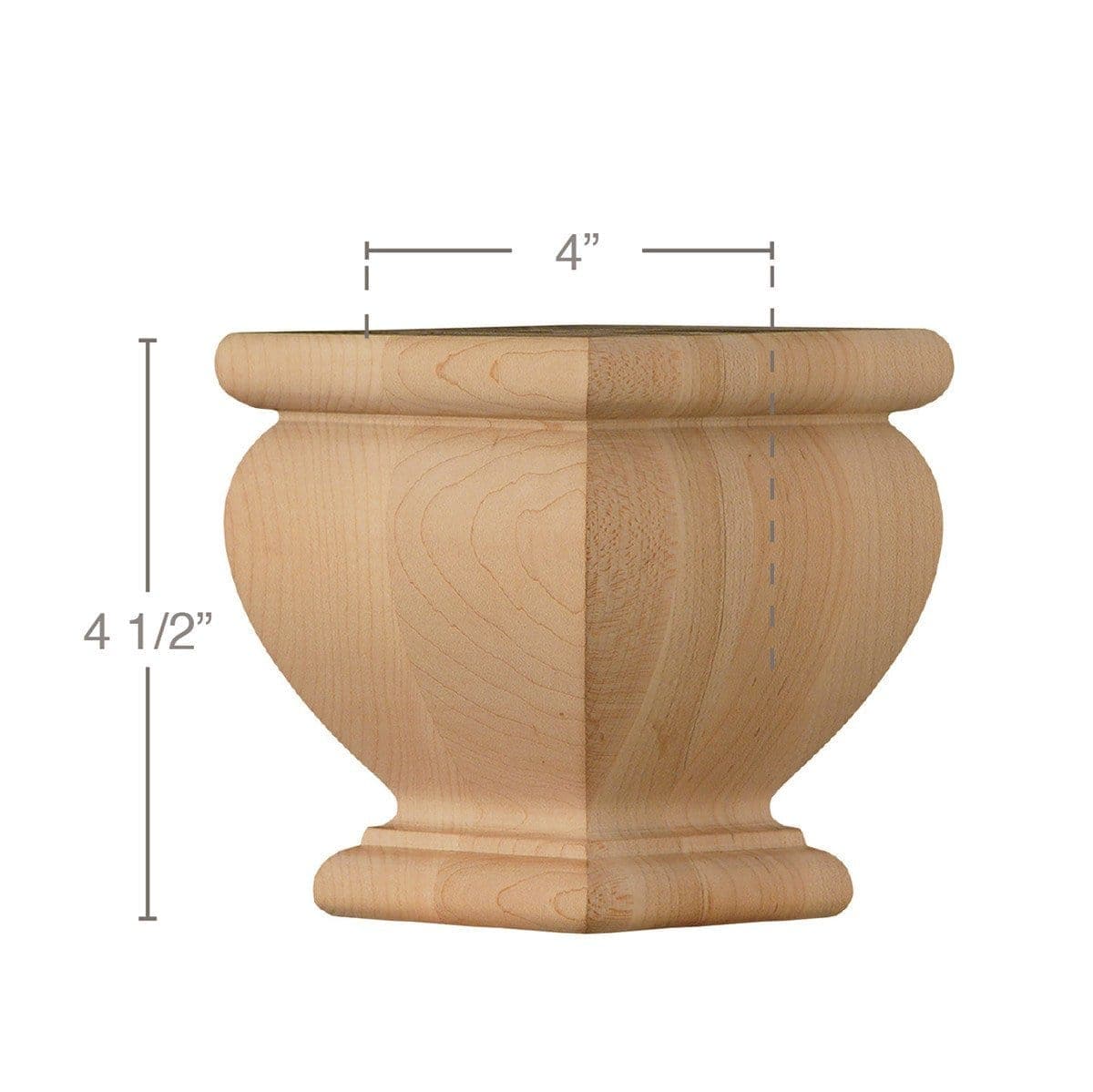 Square Traditional Foot, 4"sq. x 4 1/2"h