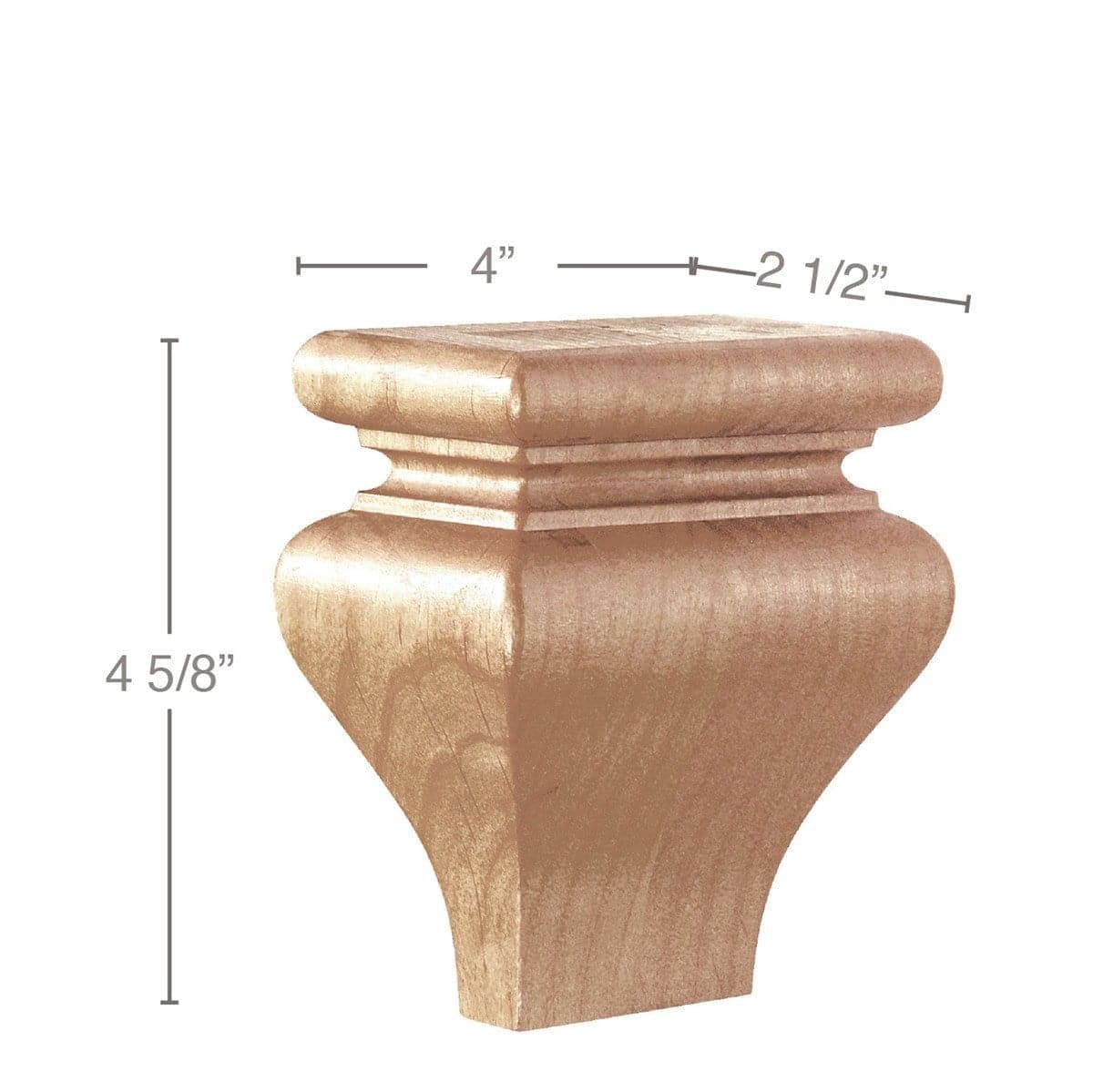 Toe Kick Tulip Foot, 4"w x 4 5/8"h x 2 1/2"d