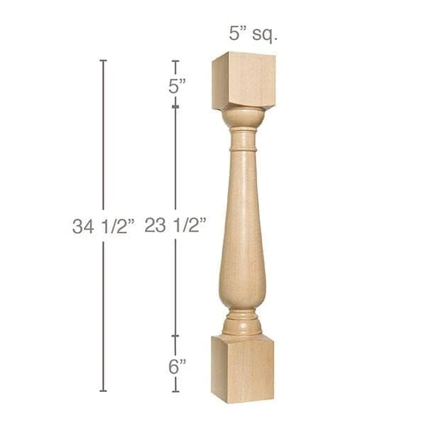 Traditional Column, 5"sq. x 34 1/2"h