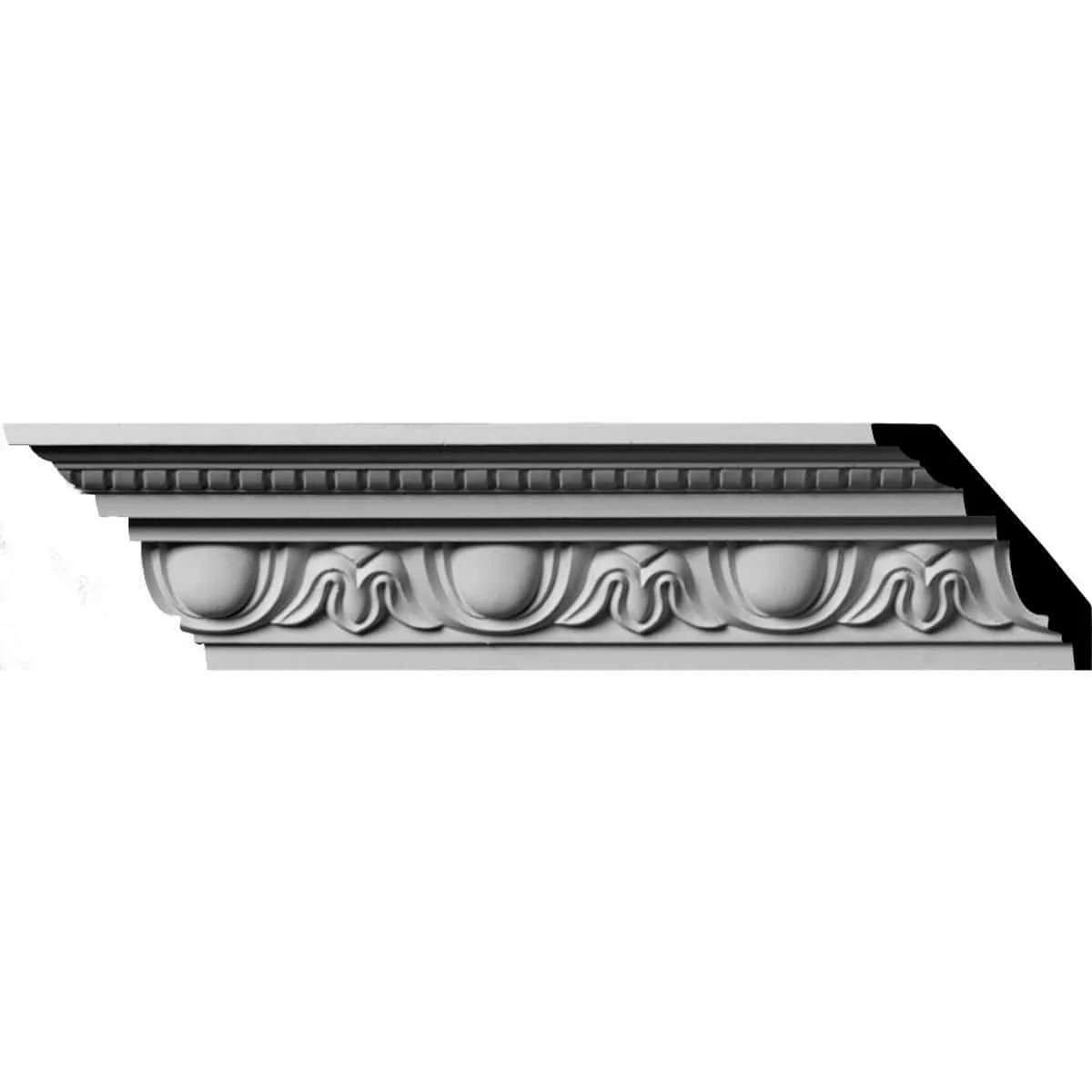 Traditional Egg & Dart with Beads Crown Moulding, 3 1/4"H x 2 3/4"P x 4 3/8"F x 94 1/2"L, (3 7/8" Repeat)