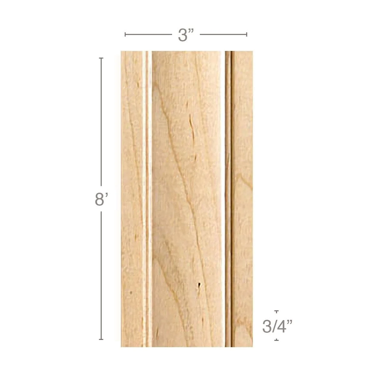 Traditional Pilaster Large, 3''w x 3/4''d x 8' length, Resin is priced per 8' length
