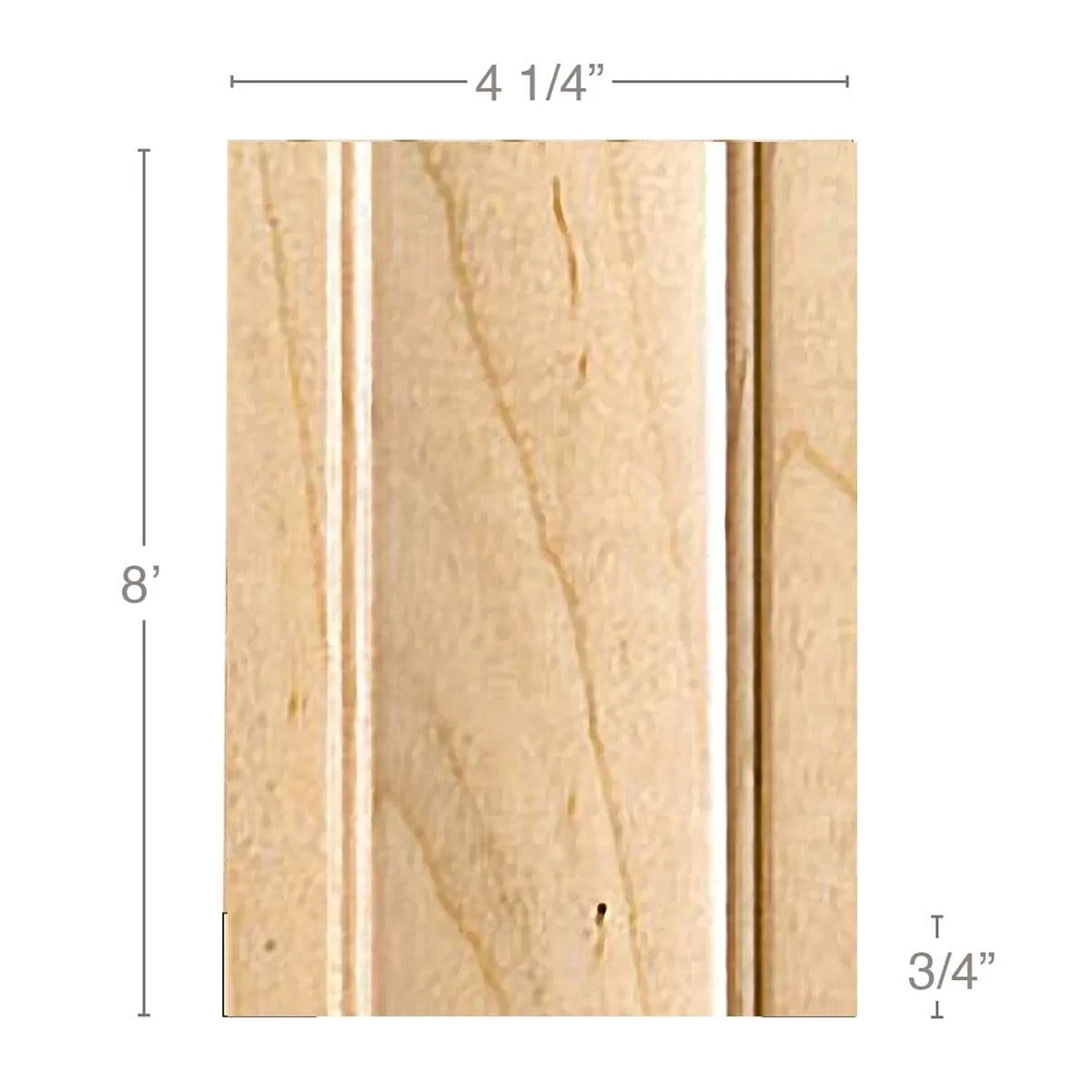 Traditional Pilaster Large, 4 1/4''w x 3/4''d x 8' length, Resin is priced per 8' length