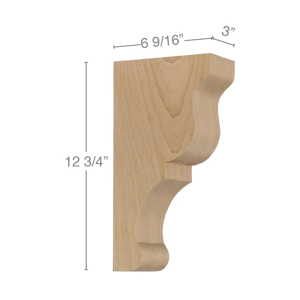 Transitional Large Bar Bracket Corbel, 3"w x 12 3/4"h x 6 9/16''d