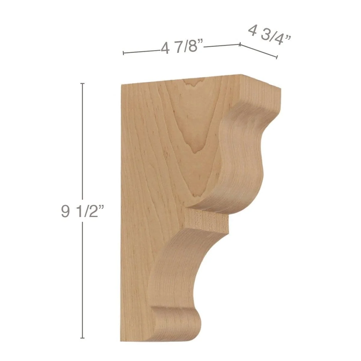 Transitional Medium Bar Bracket Corbel, 4 3/4"w x 9 1/2"h x 4 7/8"d