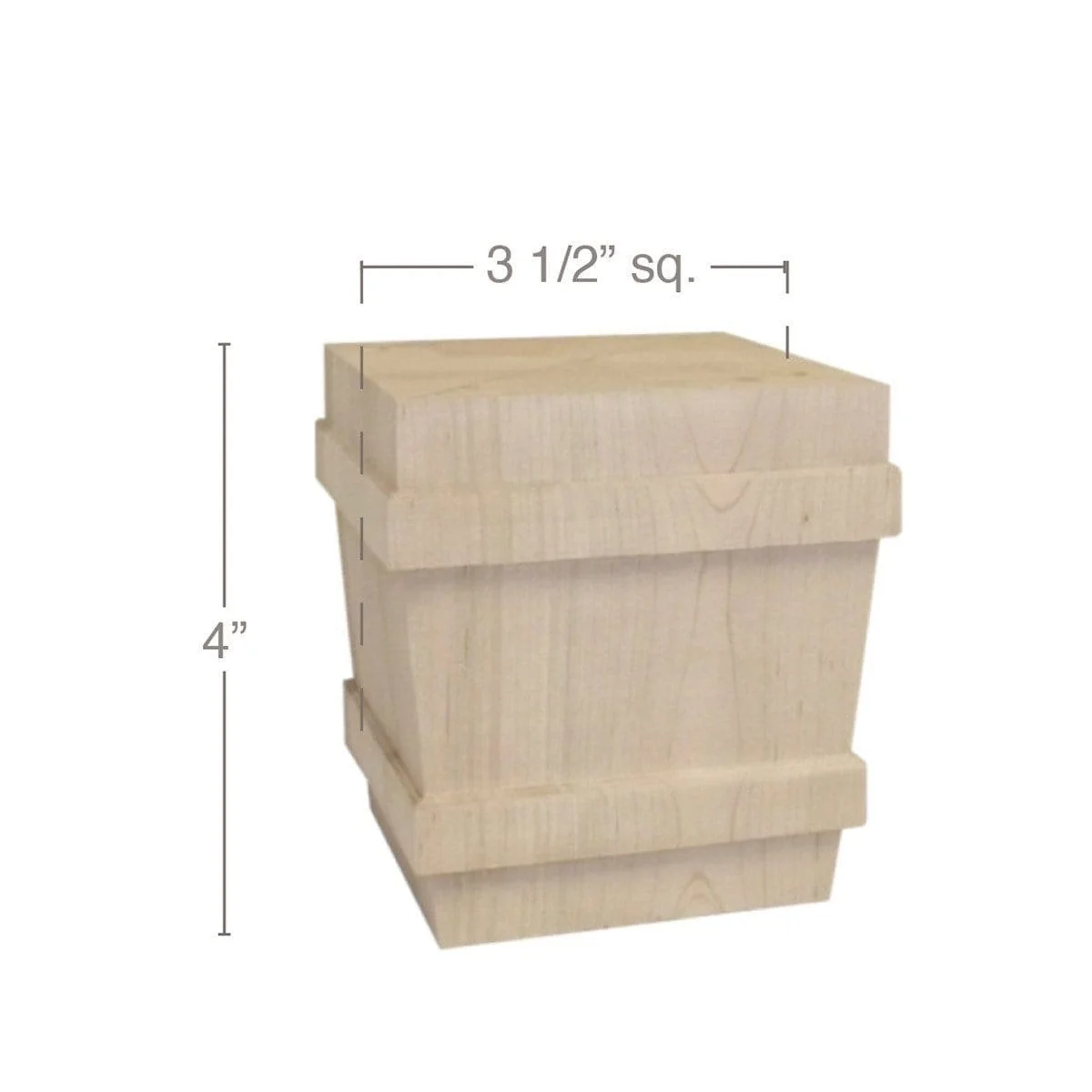 Transitional Square Bun Foot, 3 1/2"sq. x 4"h