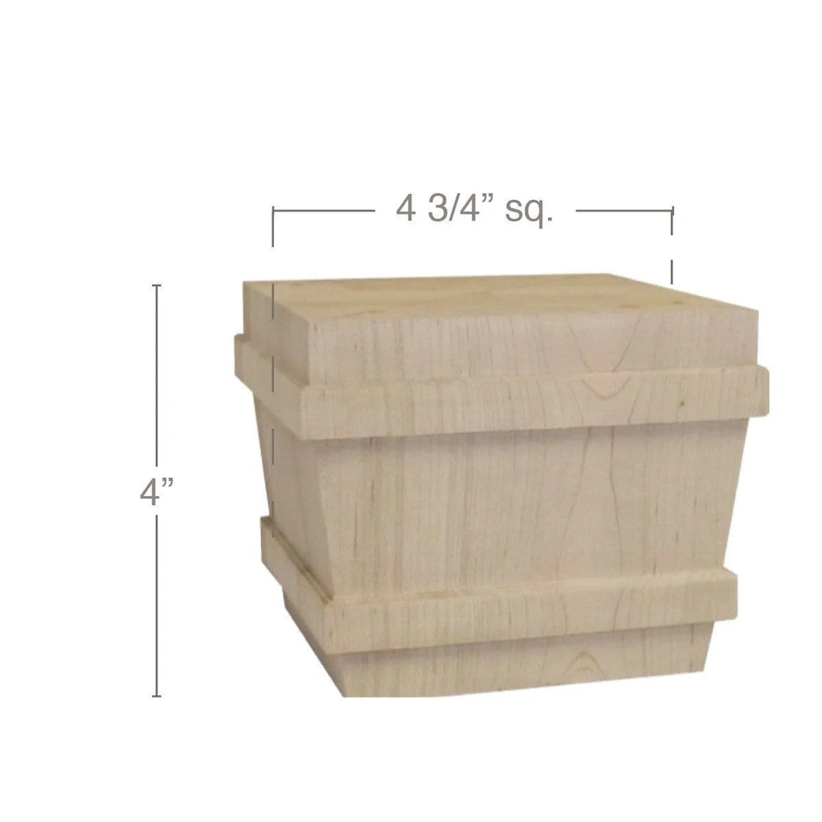 Transitional Square Bun Foot, 4 3/4"sq. x 4"h