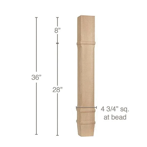 Transitional Square Island Column, 4 3/4"sq. x 36"h